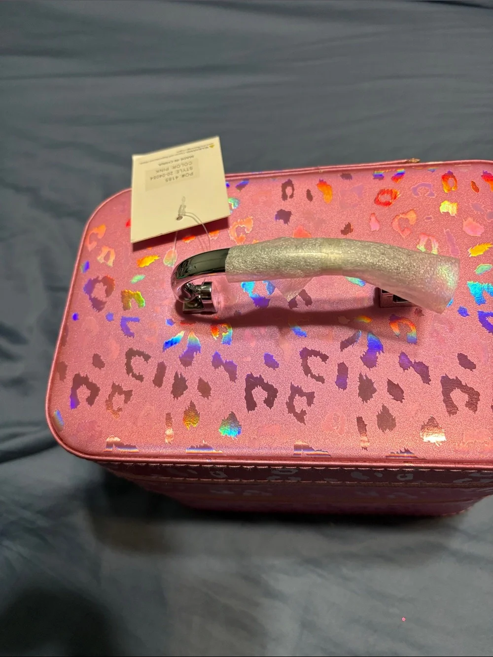 Imoshion Pink Holographic Leopard Makeup Case double size nwt